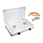 CFH Capri ZK 421 Zweiflammkocher – 3,8 kW Camping Gaskocher mit Druckregler & Schlauch