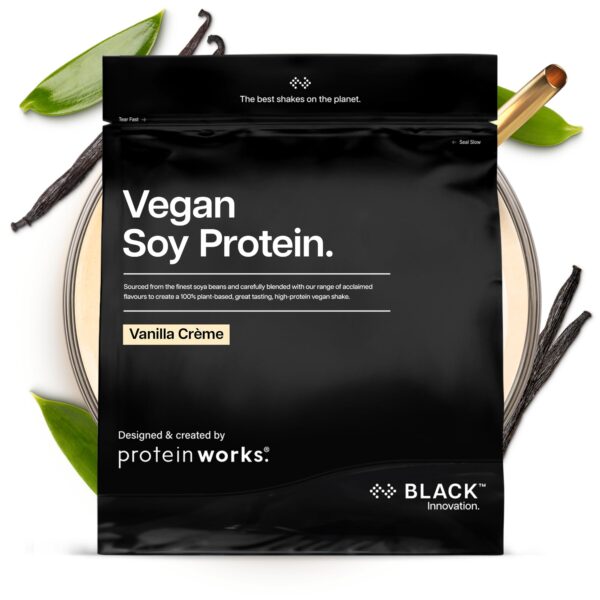 THE PROTEIN WORKS Veganes Soja Protein Pulver BLACK – 27g Protein, 2kg Vanillecreme