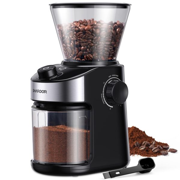 SHARDOR Elektrokaffeemühle mit 25 Mahlstufen & Digitalanzeige – 200g Bohnenbehälter
