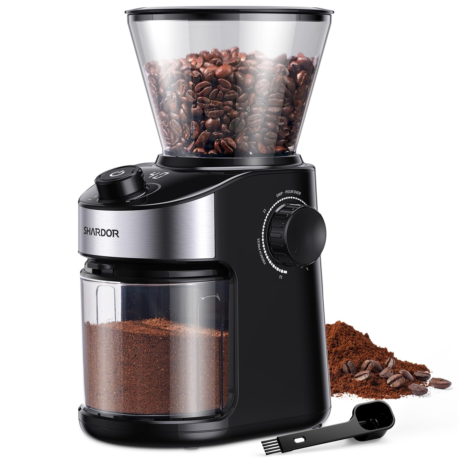 71umDJaSBGL._SY1500_.jpg SHARDOR Elektrokaffeemühle mit 25 Mahlstufen & Digitalanzeige – 200g Bohnenbehälter – Bild 1