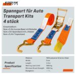 4x Spanngurte 35 mm | 1000 daN Zurrkraft – TÜV/GS zertifiziert für sichere Ladungssicherung – Bild 2