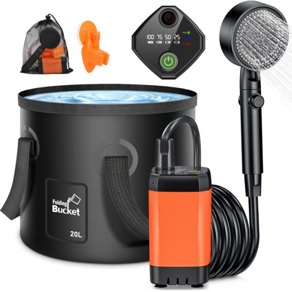 Rsaoty Campingdusche mit 3000mAh Akku – Mobile Aussendusche für Camping & Garten