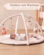Fortella Baby-Spielbogen mit 5 Sensorik-Spielzeugen – Aktivitätsmatte für Neugeborene 0–12 Monate – Bild 3