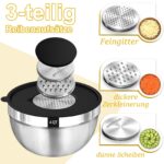 Terlulu Rührschüssel 5er Set Edelstahl mit 3 Reibenaufsätzen – Stapelbar & Spülmaschinenfest – Bild 3
