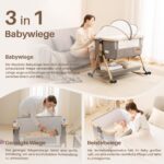 Maydolly 3-in-1 Baby Beistellbett – Höhenverstellbar, klappbar mit Matratze & Moskitonetz – Bild 3