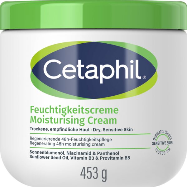 Cetaphil Feuchtigkeitscreme 453g – 48h Pflege für trockene, empfindliche Haut