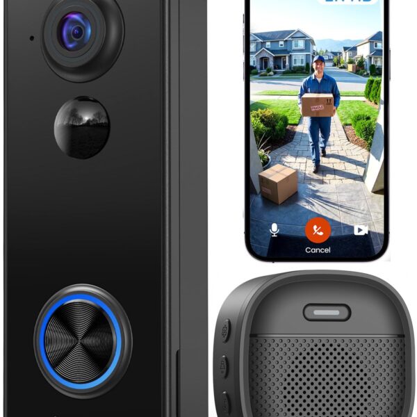 BOIFUN 2K WLAN Video Türklingel mit 180° Weitwinkel & AI-Personenerkennung – ohne Abo