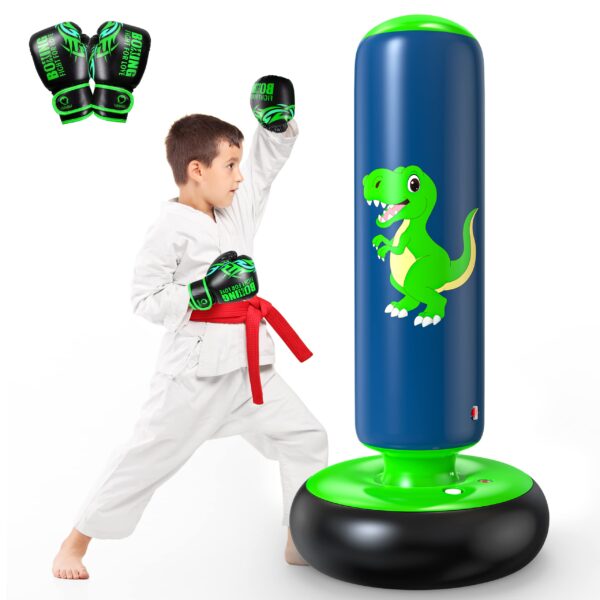 QPAU Aufblasbarer Boxsack Kinder 120cm – Standsack für Karate & Taekwondo ab 3 Jahren