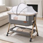Maydolly 3-in-1 Baby Beistellbett – Höhenverstellbar, klappbar mit Matratze & Moskitonetz