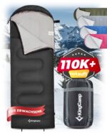 KingCamp Deckenschlafsack 220x75cm – 3-Jahreszeiten Camping Schlafsack koppelbar