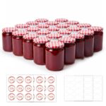 ComSaf 240ml Einmachgläser 24er-Set mit Rot-Weiss Deckel – Luftdichte Marmeladengläser