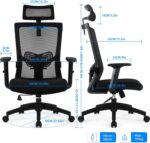 Daccormax Ergonomischer Bürostuhl mit Kopfstütze & Lendenwirbelstütze – Drehstuhl bis 135° für 150 kg – Bild 3