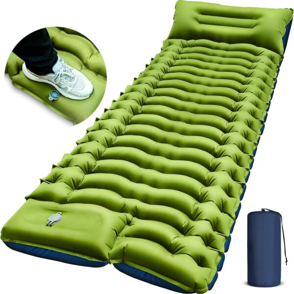 Yuzonc Isomatte 195x68 cm mit Fussspump & Kissen – Aufblasbare Campingmatratze für Wandern