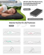 CIXMUS Aufblasbare Isomatte 12 cm mit Fussepumpe & Kopfkissen – Camping Luftmatratze für Wandern – Bild 3