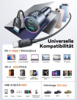 JOYROOM 175W KFZ-Ladegerät mit 3 USB-Ports & 100W USB-C Kabel – Schnellladen für Smartphone & Laptop – Bild 7