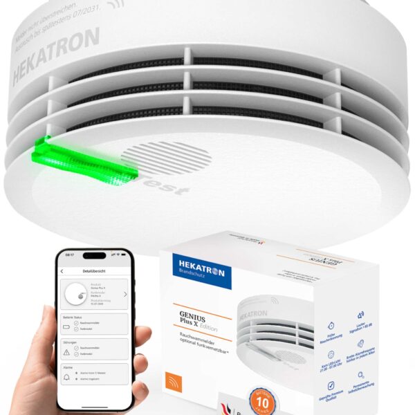 Hekatron Genius Plus X Rauchmelder – 10 Jahre Batterie, funkvernetzbar, Testsieger