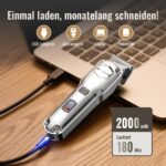 Jack & Rose Profi-Haarschneider kabellos – IPX7 wasserdicht, USB-Akku, Bart & Haar für Männer – Bild 5