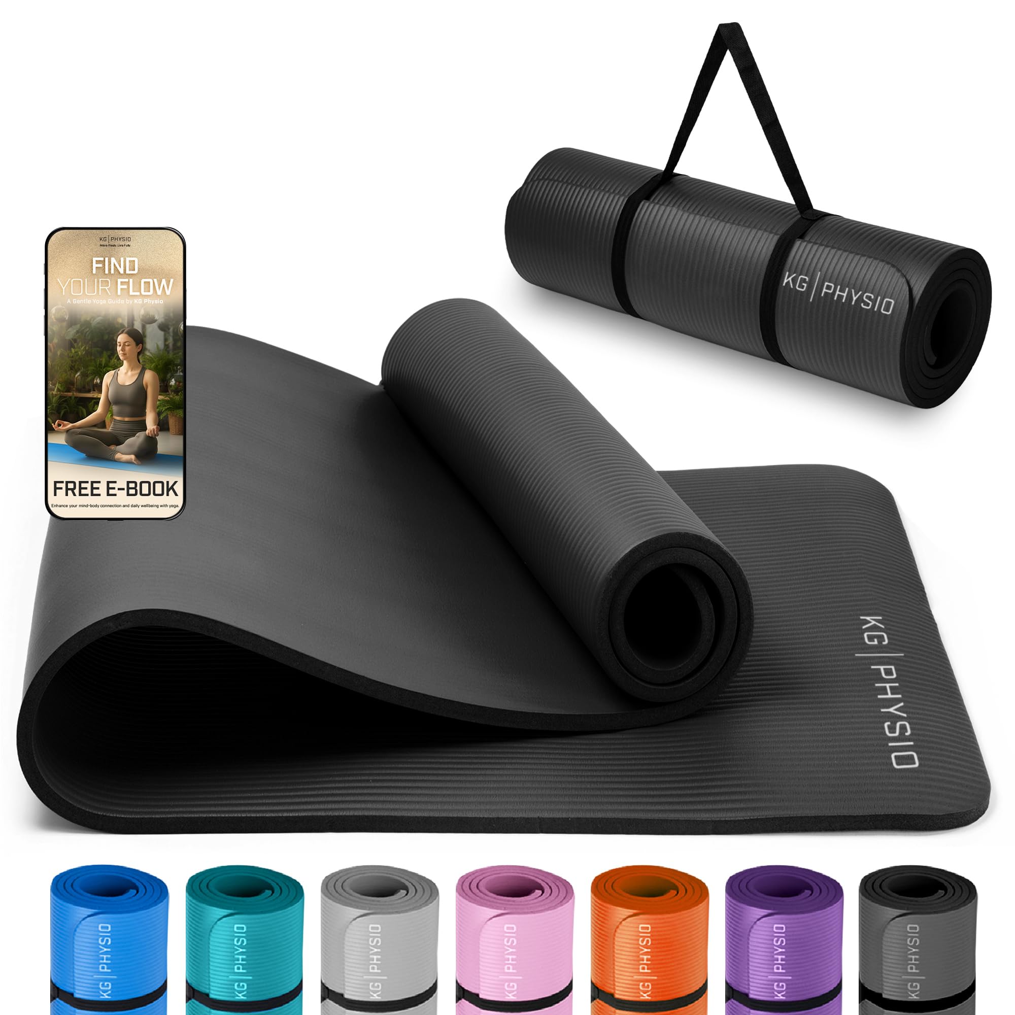 71wagkMna0L._SY2000_.jpg KG PHYSIO Yogamatte 8mm – rutschfest & gelenkschonend mit Tragegurt (183x60cm) – Bild 1