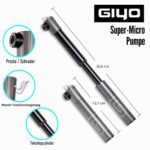 GIYO Super Micro Fahrradreifenpumpe Teleskop – 80 PSI MTB Pumpe mit Presta & Schrader – Bild 2