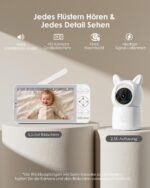 CZEview Babyphone 2.5K mit 5.5" HD-Display, Nachtsicht & intelligenter Erkennung – WLAN Babyfon – Bild 2