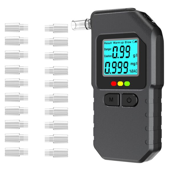 Dusefogo Alkoholtester mit LCD-Display – Professionelles Promillemessgerät mit 20 Mundstücken