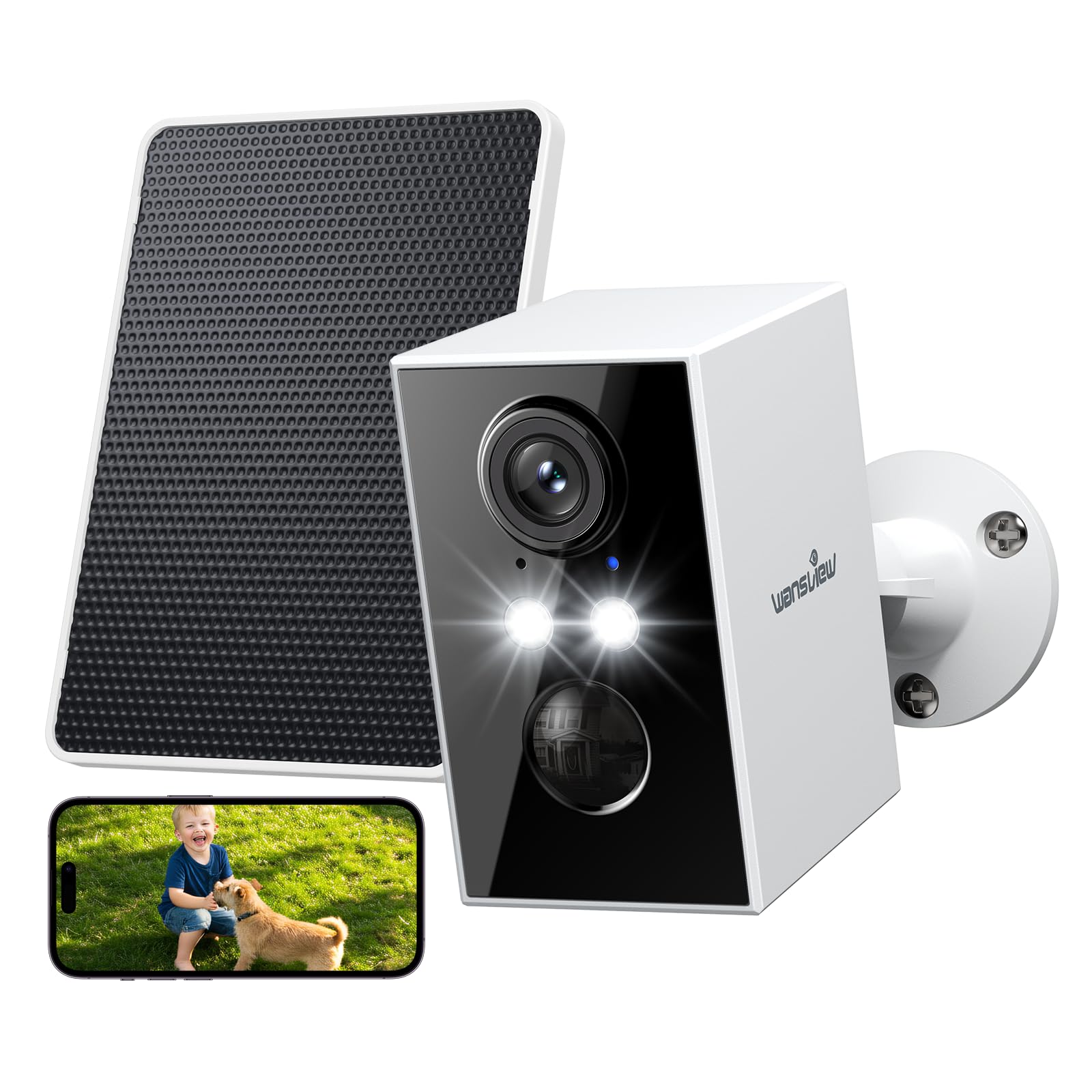 71x7abBPbyL._SY1600_.jpg wansview 2K Überwachungskamera Aussen mit Solarpanel & Akku – kabellose Aussenkamera WLAN IP65 – Bild 1