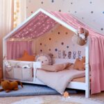 Vicloon Hausbett Himmel 135x360 cm – Handmade Betthimmel aus 100% Baumwolle Musselin