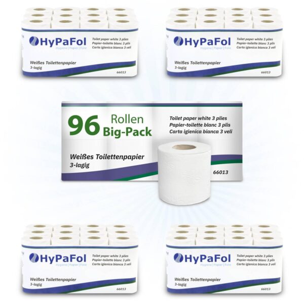 Hypafol Toilettenpapier 3-lagig, 96 Rollen – Premium Qualität für Gewerbe & Privat