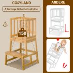 COSYLAND Lernturm ab 1 Jahr – Montessori Learning Tower aus Bambus mit Sicherheitsgeländern – Bild 6