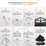 mayhike Pop-Up Wurfzelt 2 Personen – Automatik Campingzelt wasserdicht 3000mm mit 2 Türen – Bild 9