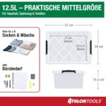 ATHLON TOOLS 4er-Set Aufbewahrungsboxen 12.5 L mit Deckel & Verschlussclips – Stapelbar – Bild 2