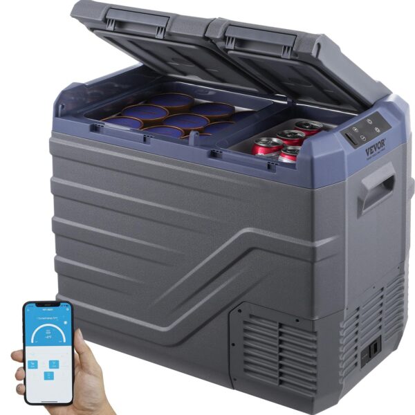 VEVOR 39 L Autokühlschrank Dual Zone mit Kompressor – Tragbar für Auto, Wohnmobil & Camping