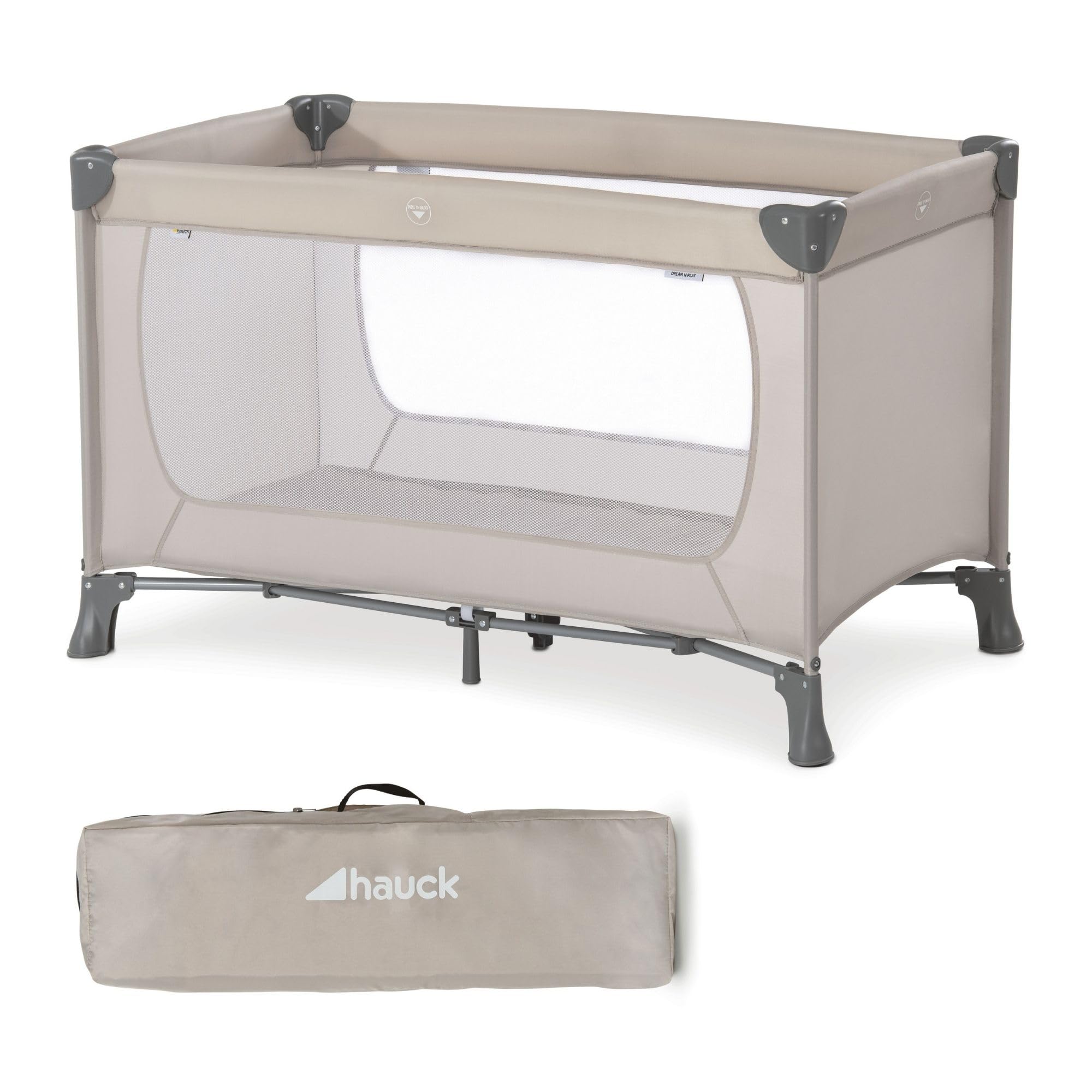 71xvIZ1bUrL._SY2000_.jpg hauck Dream N Play Reisebett Beige – Kompaktes Babybett ab Geburt bis 15 kg – Bild 1