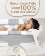 VALVANI Faltbare Babybadewanne mit Panda-Kissen – Ergonomisch & Rutschsicher für Neugeborene – Bild 3