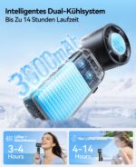 KIMMOO Handventilator mit Eiskühlung – 21000 U/min, 199 Stufen, 14h Akku, 3-in-1 – Bild 5