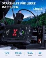 Povasee A1 Starthilfe Powerbank 6000A mit 150 PSI Kompressor – 4-in-1 Jump Starter für PKW – Bild 2