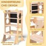 Woodure 3-in-1 Lernturm ab 1 Jahr – Klappbare Tritthocker mit Tafel für Küche – Bild 3