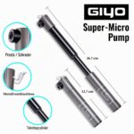 GIYO Super Micro Fahrradreifenpumpe Teleskop – 80 PSI MTB Pumpe mit Presta & Schrader – Bild 3