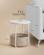 VASAGLE LILEA Beistelltisch rund 45 cm mit Stoffkorb – moderner Wohnzimmertisch – Bild 3