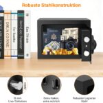 Tiskgg Mini-Tresor mit Zahlenschloss & Schlüssel – Sicherheitssafe mit feuerfester Tasche – Bild 8