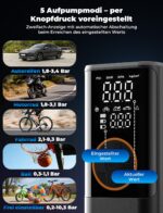 Oasser Elektrische Luftpumpe 6000mAh – Tragbarer Kompressor mit Dualer Anzeige für Auto, Motorrad & Fahrrad – Bild 12