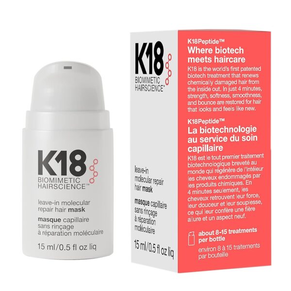 15 ml K18 Leave-In Haarmaske mit K18PEPTIDE – Molekulare Haarreparatur in 4 Minuten für alle Haartypen