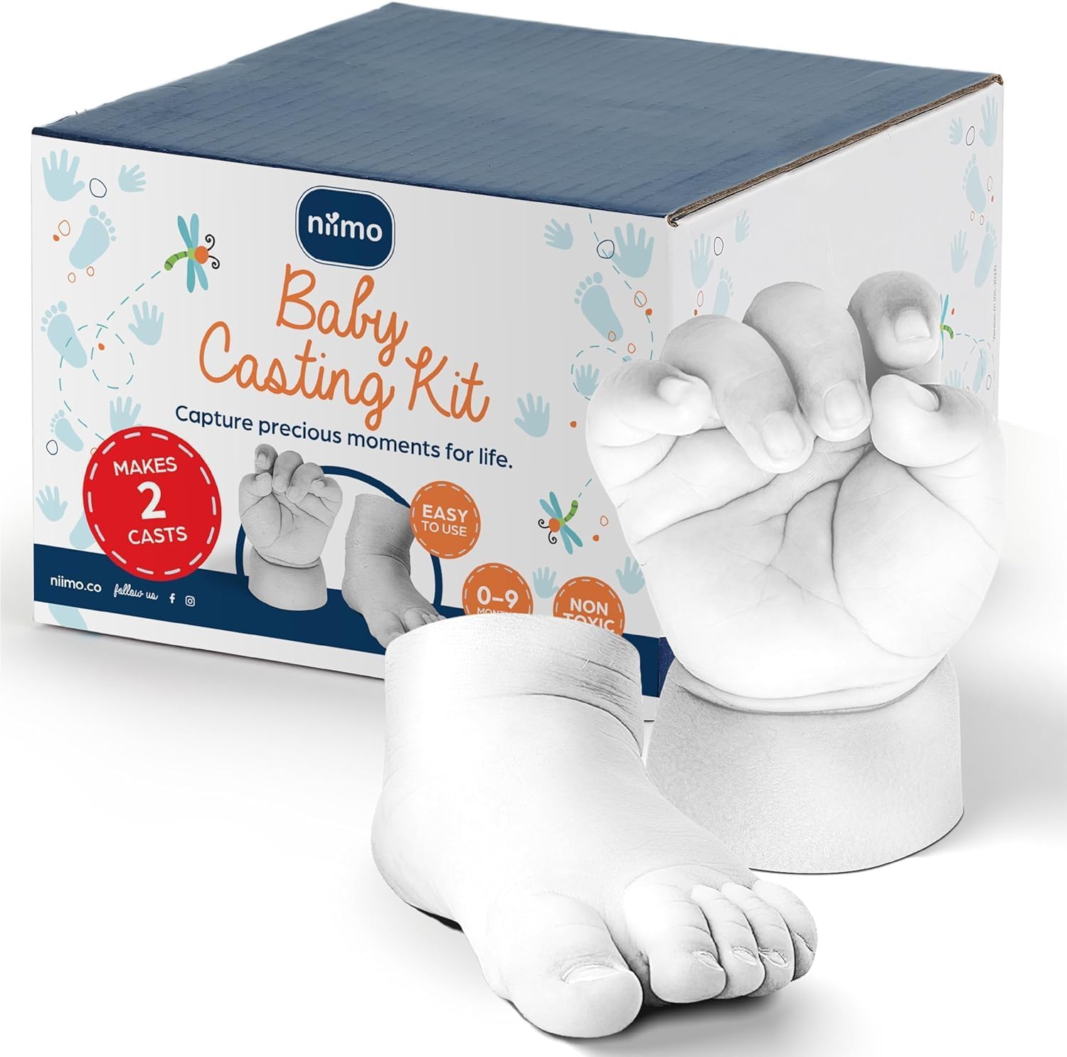 71yxLkhVbiL._SY1486_.jpg Niimo 3D Gipsabdruck Baby Hand und Fuss – Detailgetreues Erinnerungsset für Neugeborene – Bild 1