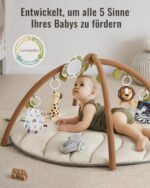 Blissful Diary Spielbogen Baby 135×94 cm – Blattförmige Activity Decke mit 6 Spielzeugen – Bild 4