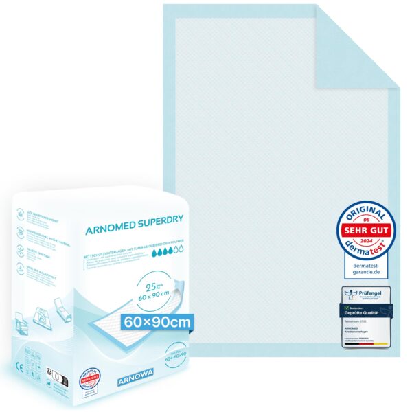 100er Pack ARNOMED® Inkontinenzunterlagen 60x90cm – Saugfähige Krankenunterlagen mit SAP-Kern