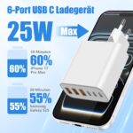 Essri 65W 6-Port USB-C Schnellladegerät – Multi-Adapter für iPhone, Samsung & Tablets – Bild 2