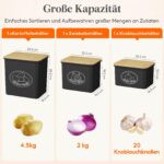 Lifewit 3er Set Aufbewahrungsboxen für Kartoffel, Zwiebel & Knoblauch – Stapelbar mit Bambusdeckel – Bild 3