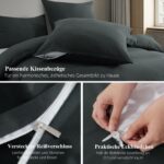 RUIKASI Bettwäsche 135x200 4teilig Anthrazit – Mikrofaser Set mit Reissverschluss – Bild 6
