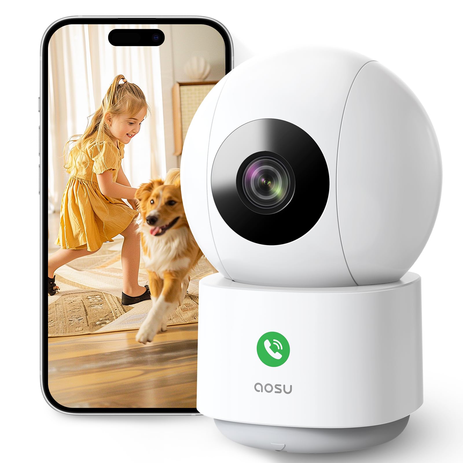 71zElGjqTL._SY1600_.jpg aosu 2K Überwachungskamera Innen mit 5G/2.4GHz WLAN – 360° Heimüberwachung für Familie & Haustiere – Bild 1