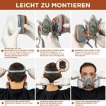 RHINO Smart Solutions Atemschutzmaske A1P2 – Halbgesichtsmaske mit Filtern für Lackierung & Schleifen – Bild 4